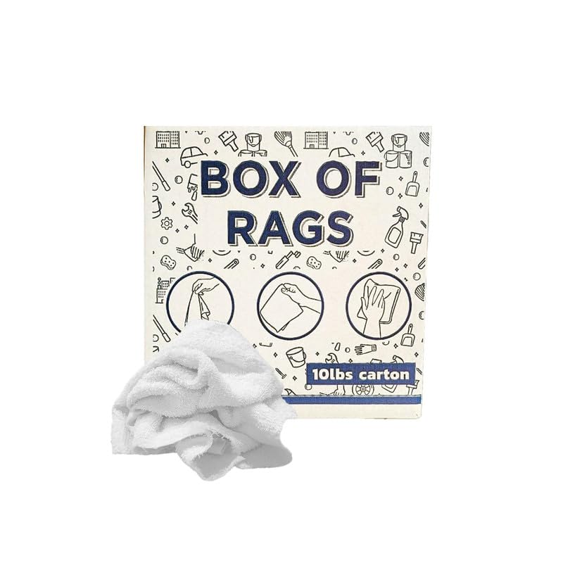 SupremePlus Recycled White Terry Cloth Rags 10 lbs Box High Absorbent Terry Towel Cleaning Rags for Cleaning House Industrial Workshops Bulk Shop Rag